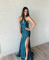 Sparkly 2019 Mermaid Prom Dresses Sequined Halter Long Homecoming Dress Split Side